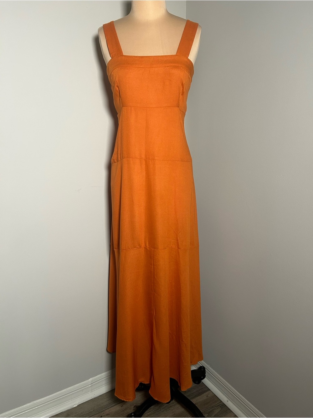 Vince Camuto Rust-Orange Square Neck Maxi Dress